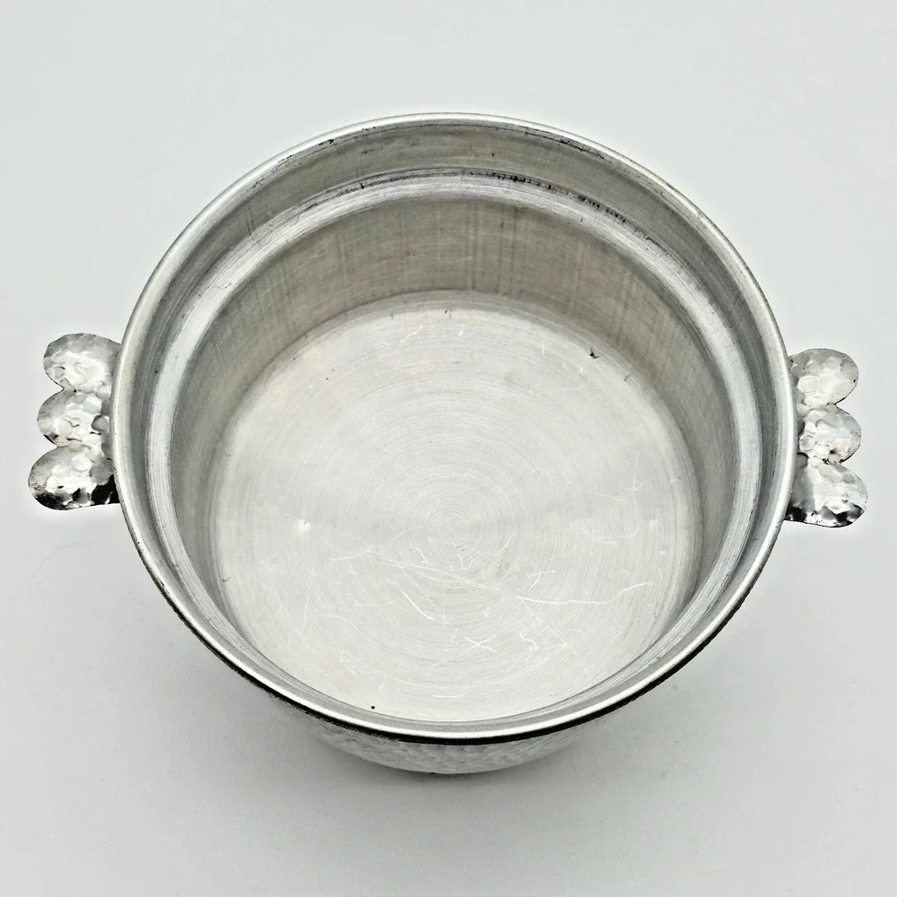 Vintage Mid Century Hammered Aluminum Ice Bucket Made In Italy